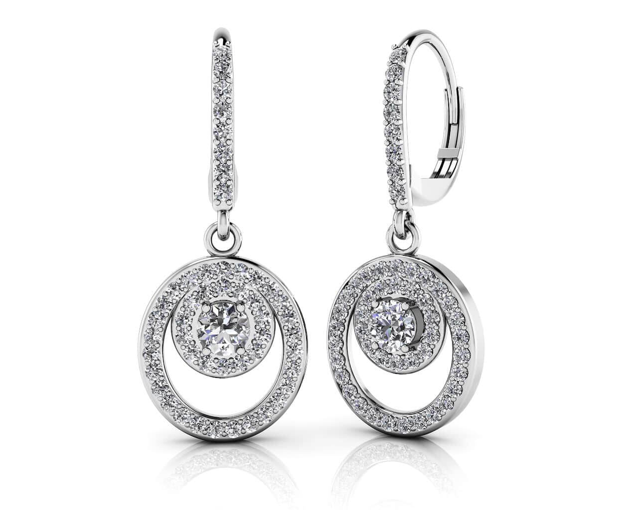 Diamond Circle Pendant Shephard Hook Earrings Diamond with 1.95 ct.(finished) 1.3mm, 4.5mm